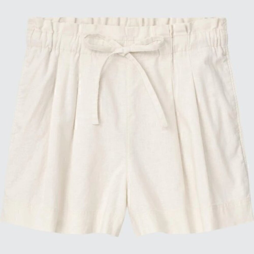 Uniqlo Women's Off White Linen Cotton Shorts Size S LIKE NEW